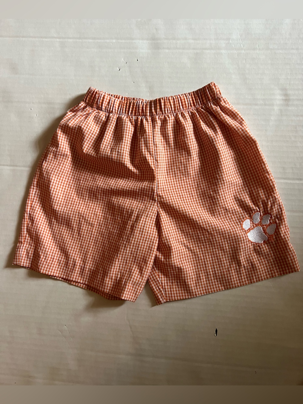 Vive La Fete Boys Clemson Orange Gingham Shorts